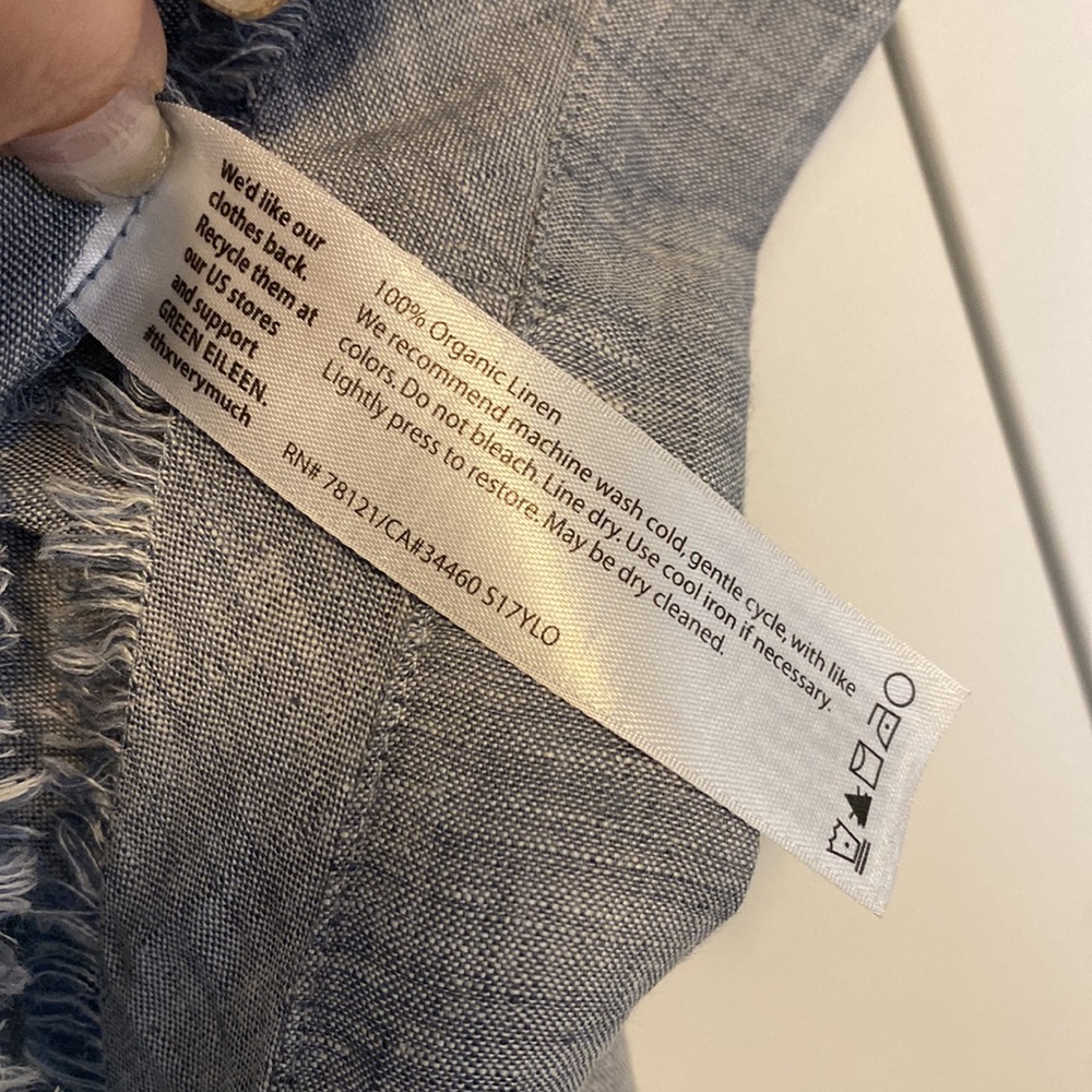 Eileen Fisher linen patch pocket organic linen boxy top XS like new - Picture 8 of 11